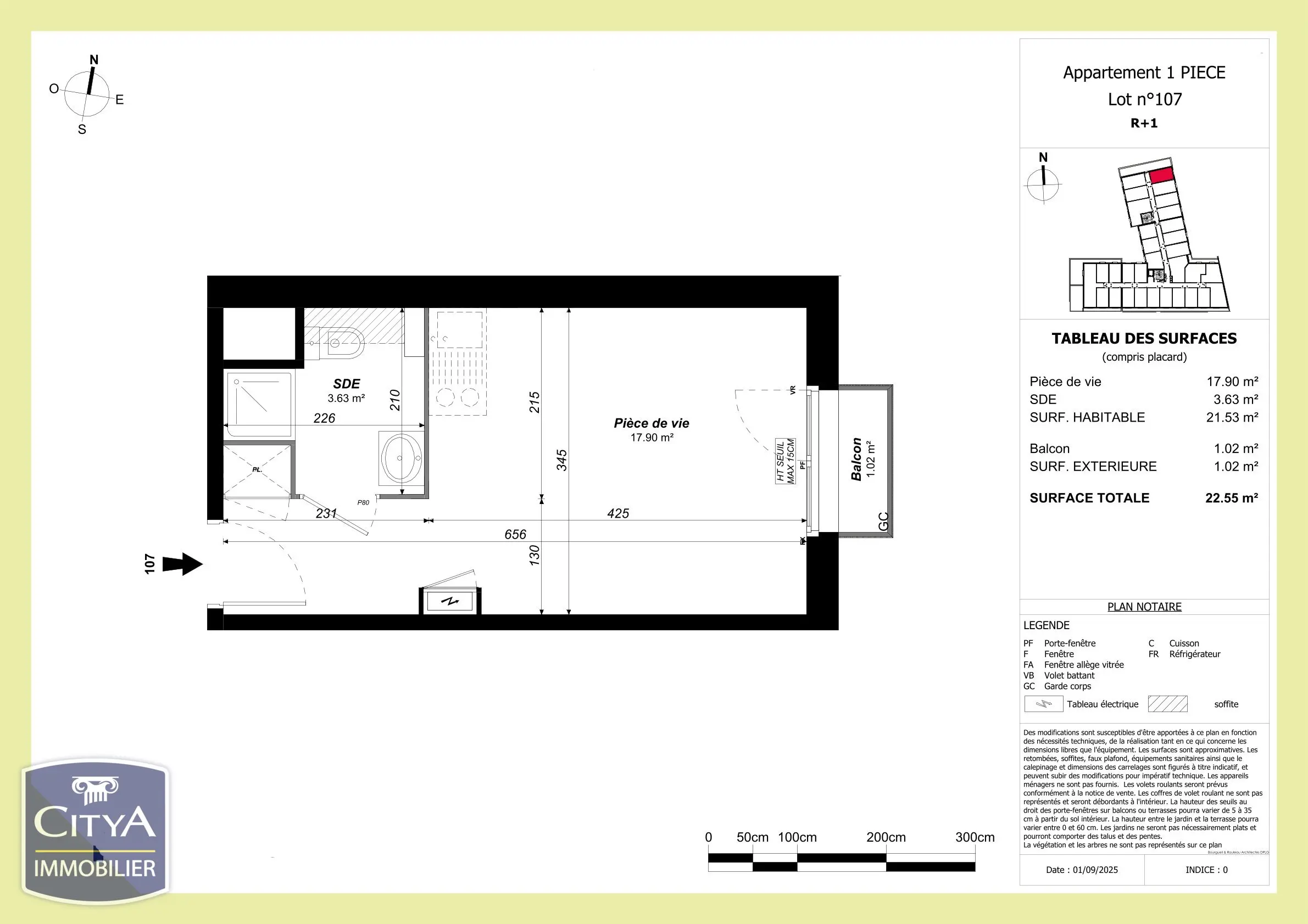 Appartement 1 pièces 21.53m²