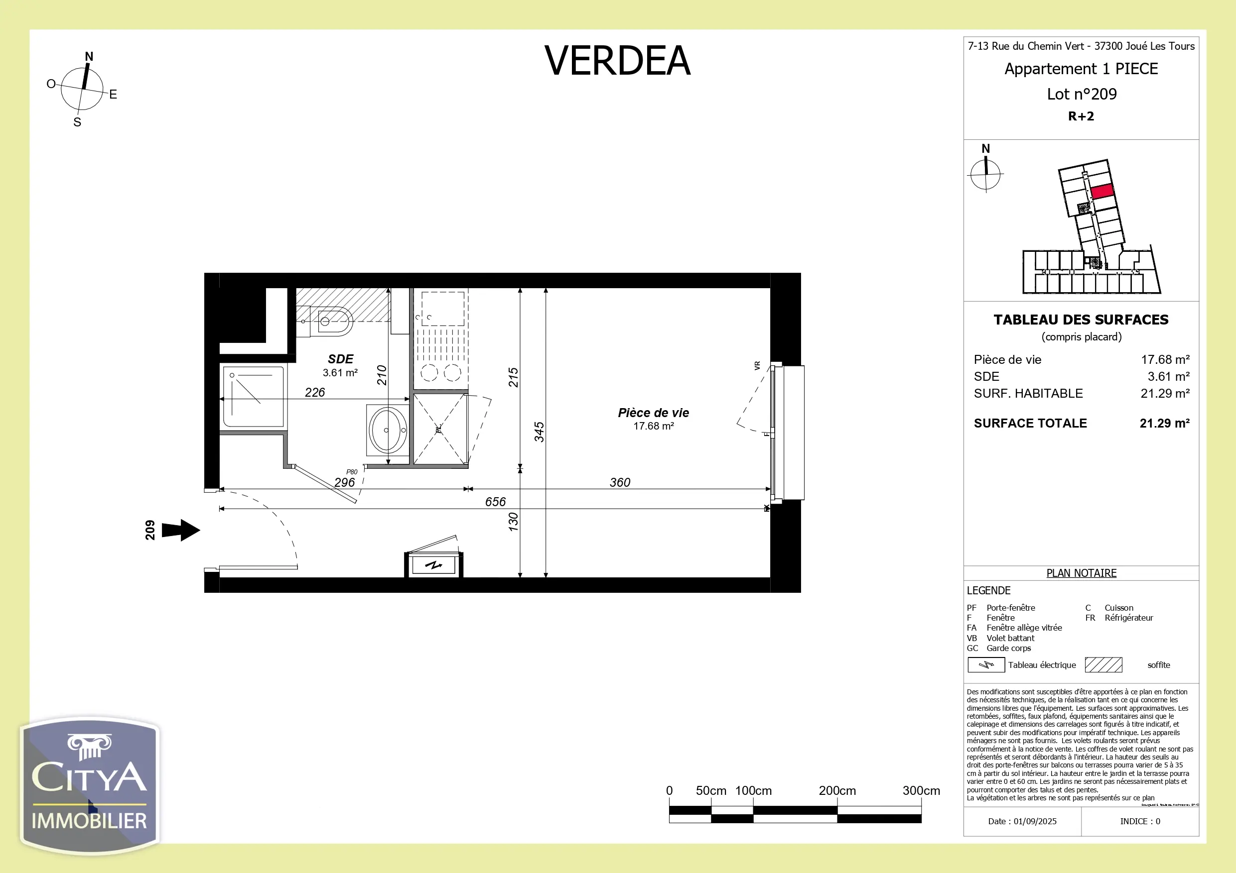 Appartement 1 pièces 21.29m²